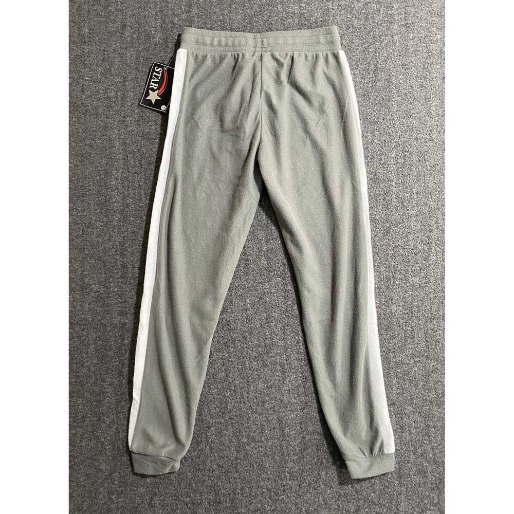 Star Style Womens Heather Gray Microfleece Joggers Side Stripe Gray S NEW